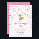 Girl's Pink and Gold Ballerina Pirouette Birthday Invitation<br><div class="desc">Centre stage - here is your glittering ballerina, a point, mid-pirouette. Surrounding her are showers of confetti: cute pastel pink stars, purple streamers and ribbons, gold glitter baubles and delicate little stars for the starlet. The text reads, 'please join us for tutus and twirls'. This fun invitation reverses to a...</div>