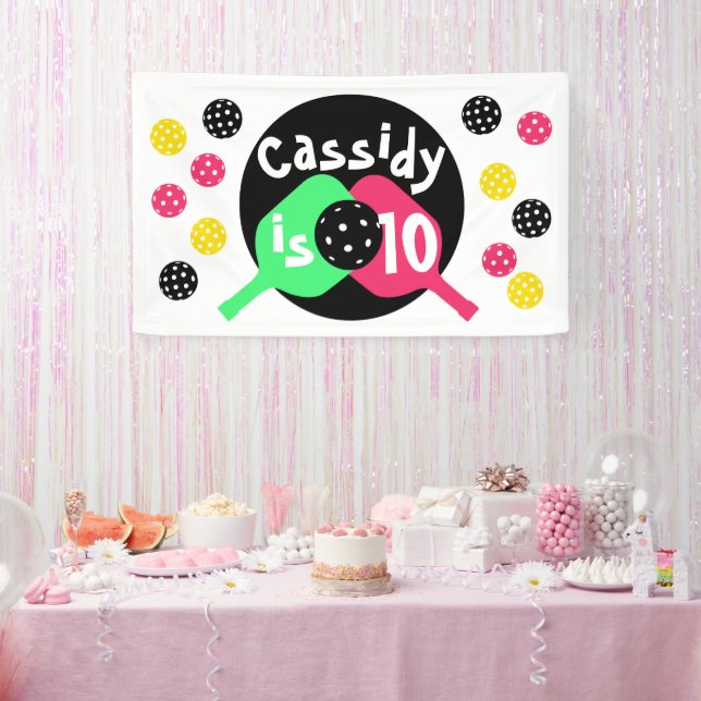 Girls pink and green pickleball banner (Party)