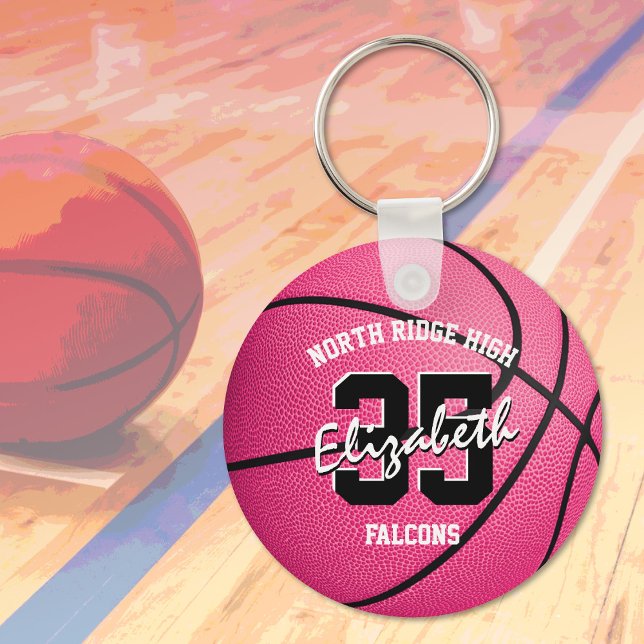 girls pink basketball keychain w team name (Creator Uploaded)