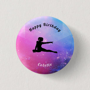 Girls Pink / Blue Happy Birthday Button