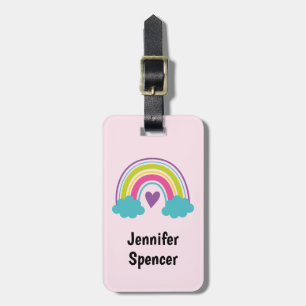 Girls Pink Blush Rainbow Luggage Tag