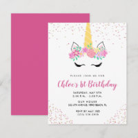 Girl's Pink Cute Unicorn Birthday Party 