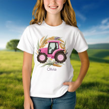 Girls Pink Farm Tractor Personalized Girly