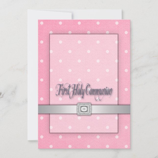 Girls Pink First Communion Invitation (Front)