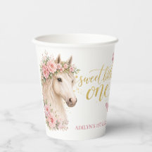Girls Pink Floral Horse 1st Birthday
