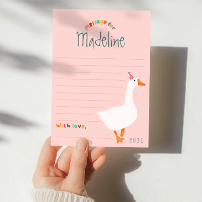 Girls Pink Goose First Birthday Time Capsule Cards (Creator Uploaded)