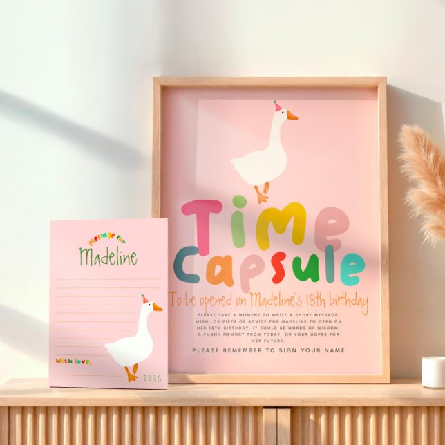 Girls Pink Goose First Birthday Time Capsule Sign (Creator Uploaded)