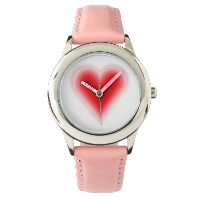 Girls Pink Heart Valentine's Day Watch (Front)