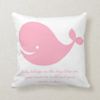 Girl's Pink Ocean Theme Whale Pillow