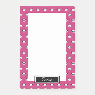 Girls Pink Personalized Panda Bear Animal Kids Post-it Notes