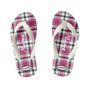 Girl's Pink Plaid Flip-flops HAMbWG Kid's Flip Flops