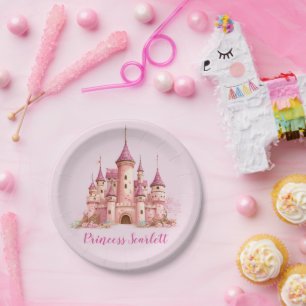 Girls Pink Princess Birthday Personalised  Paper Plate