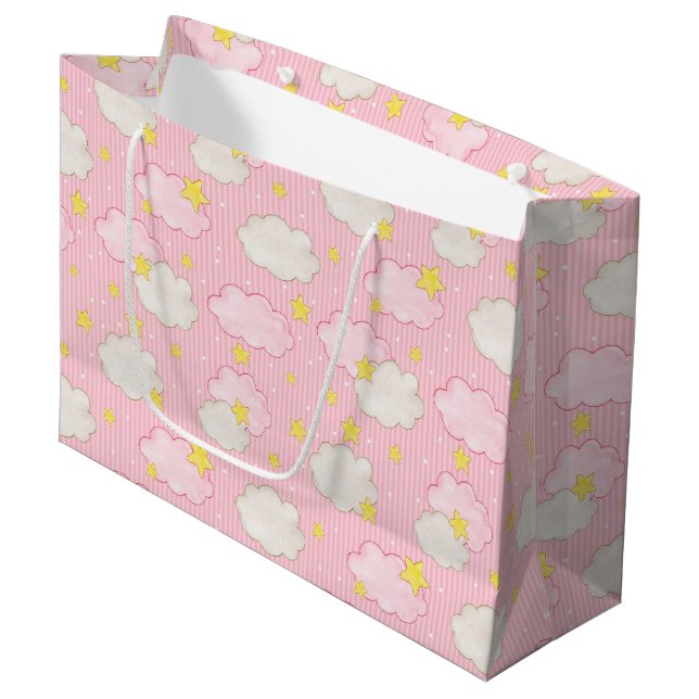 Girls Pink Sky  Large Gift Bag (Front Angled)