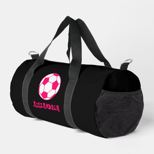 Girls Pink Soccer Ball Duffle Bag (Right Corner)