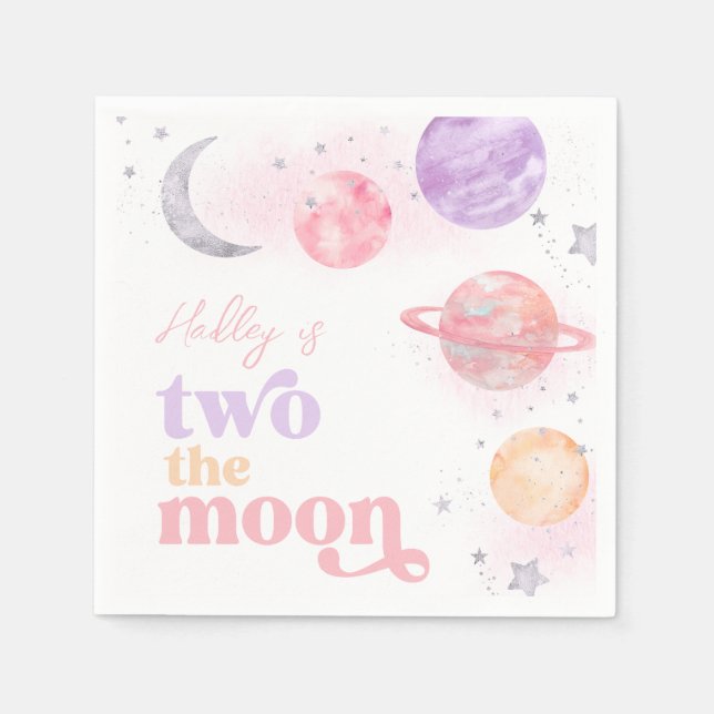 Girl's Pink Space Party Napkins (Front)