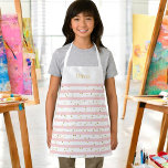 Girl's Pink Stripes and Dots with Name or Monogram Apron<br><div class="desc">A fun pattern for girls with horizontal pink and white stripes with golden dots scattered about make this a cute choice in aprons. A text template along the upper part of the design spells out your name or other desired text. Simply personalize the sample text as you wish.</div>