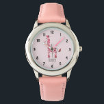 Girls Pink Watercolor Safari Giraffe and Name Kids Watch<br><div class="desc">This adorable and cute toddler girl's watch features a pink watercolor giraffe,  and has space for you to add your child or baby's name in beautiful typography. Check out the rest of our collection for other cute pink baby safari animals!</div>