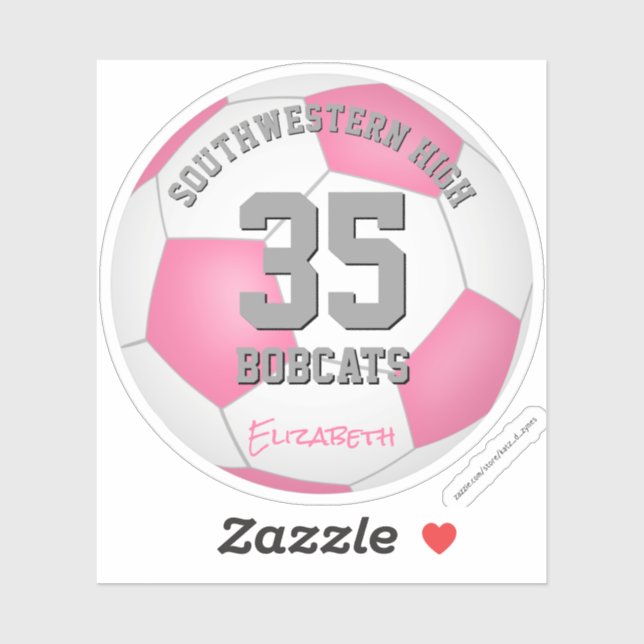 Girl's pink white personalized soccer (Sheet)