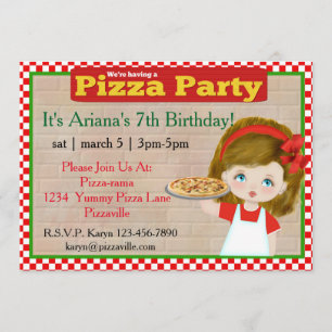 Girls Pizza Party Invitation