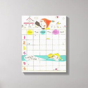 Girls playing by school and timetable canvas print