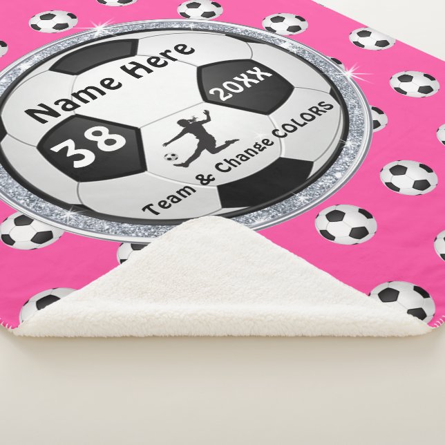 Girls Plush Soccer Blanket Personalized Your COLOR (3/4)