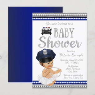 Girls Police Baby Shower Invitations
