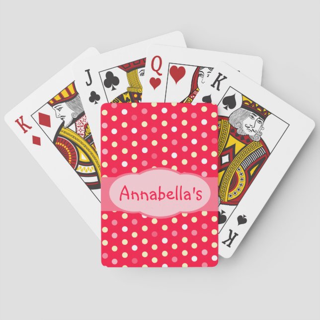 Girl's polka dot named playing cards (Back)
