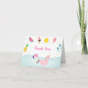 Girls Pool Party Birthday Thank You Card