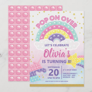 Girl's Pop It Fidget Birthday Party Invitation