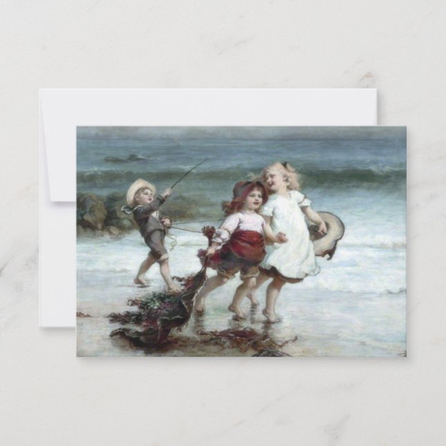 Girls Pretending to be Horses on the Beach Card (Front)