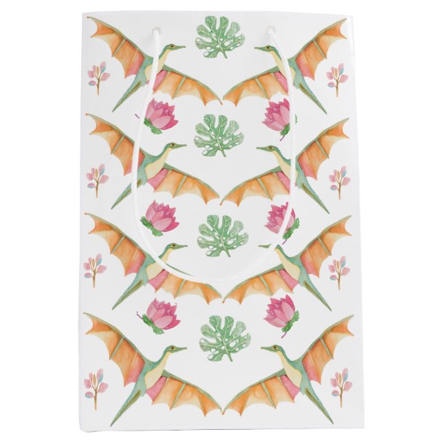 Girls Pretty Dinosaur Birthday Gift Bag   (Front)
