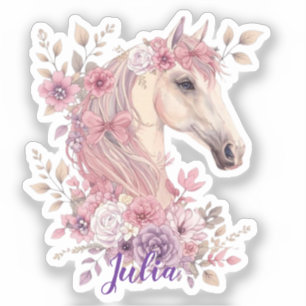 Girls Pretty Ponies Pastel Floral Horse