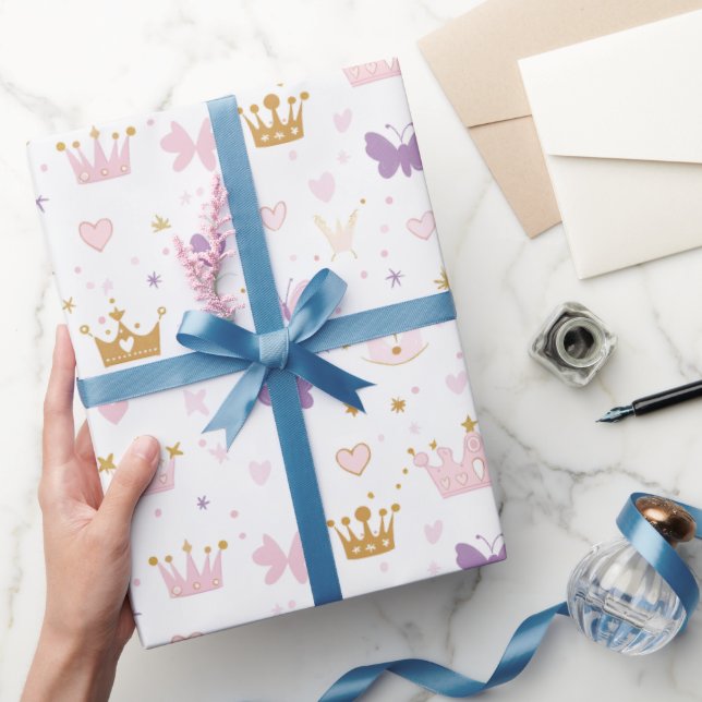 Girls Princess Crown Birthday  Wrapping Paper (Gifting)