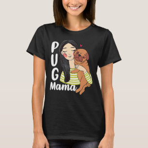 Girls Pug Mama Womens Dog Face Best Dog Mom Ever T-Shirt