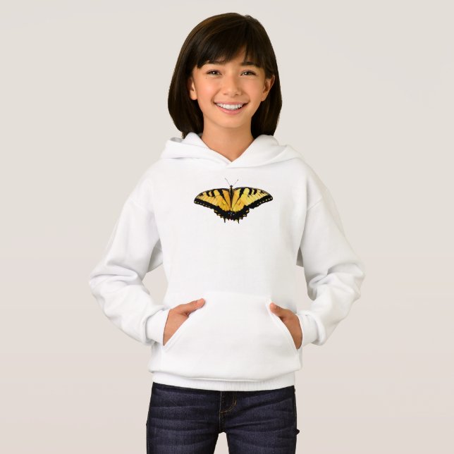 Girls Pullover Hoodie Tiger Swallowtail (Front Full)