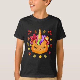 Girls Pumpkin  Cute Unicorn Pumpkin Fall Autumn Ki T-Shirt