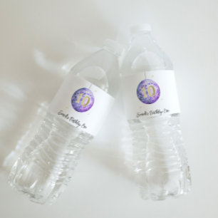Girls Purple 10th Birthday Disco Water Station  Water Bottle Label