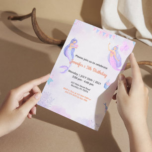 Girls Purple  Angel Theme  Invitation