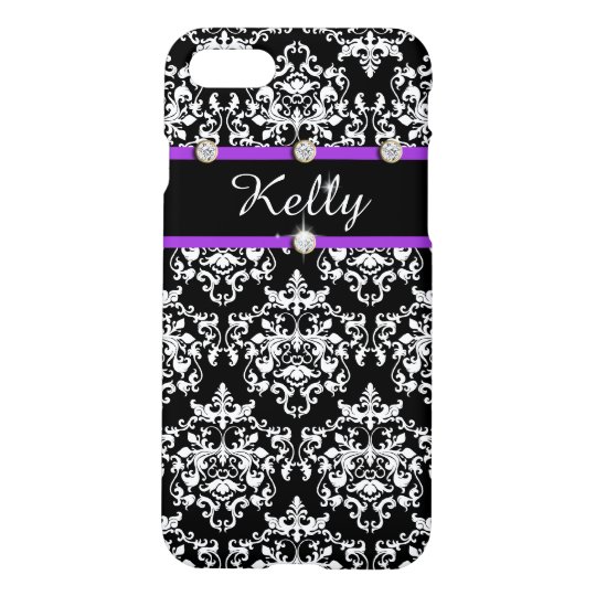 Girls purple black damask iPhone 8/7 case