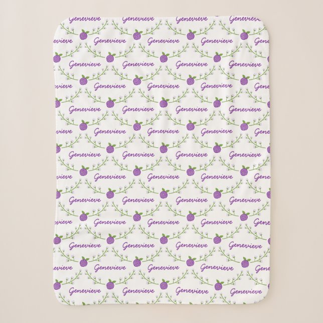 Girls Purple Floral Name Blanket (Front)