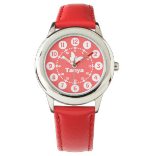 Girls purple, pink, white full name wrist watch