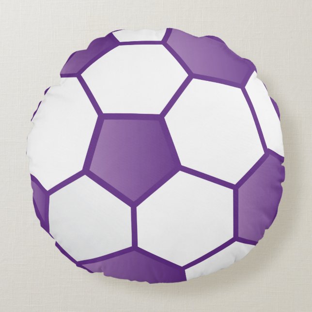 Girls' Purple Soccer Ball Round Pillow (Front)