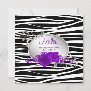 Girls Purple Zebra Graduation Announcements