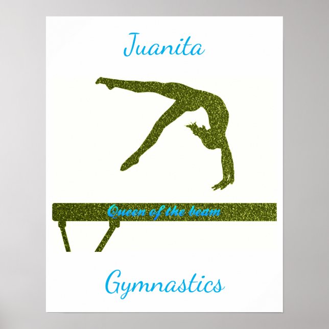 Girls Queen of the Beam Gymnastics Poster (Front)