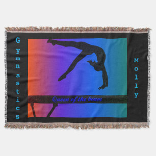 Girls Queen of the Beam Gymnastics Throw Blanket
