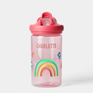 Girls Rainbow Butterfly Kids Personalized  Water Bottle