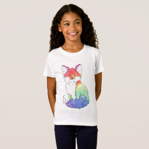 Girls Rainbow Fox T-shirt