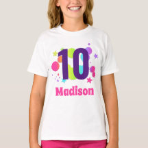Girls Rainbow Glow Birthday Party Age Shirt