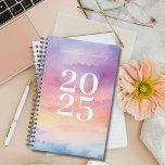 Girls Rainbow Gradient Sky 2025 Yearly Weekly Planner<br><div class="desc">Stay organized and inspired and show off your style with our rainbow sky customizable planner featuring a colourful, design with a soft gradient of colours on both the front and back covers. Personalize it with your name and the year in bold, stacked numbers for a planner that's uniquely yours. With...</div>