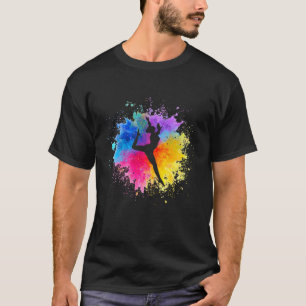 Girls Rainbow Gymnastics Female Gymnast Silhouette T-Shirt